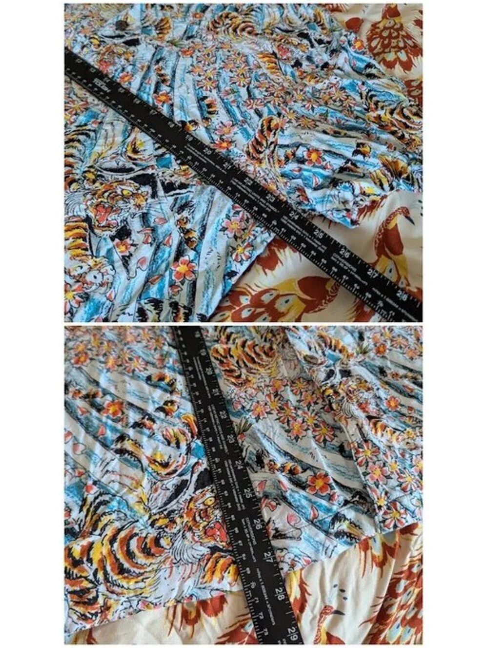 Vintage Ed Hardy All Over Print Button Up Shirt Floral Tiger Viscose Boxy Mens